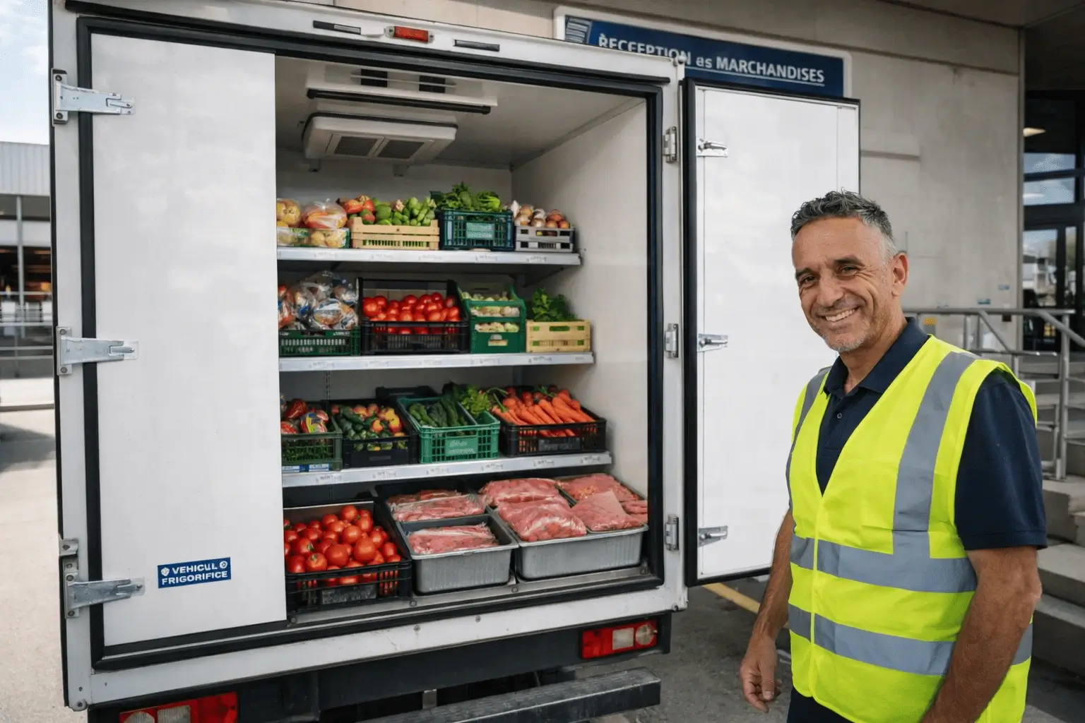Camion réfrigéré association Un Panier Pour Tous collectant denrées fraîches supermarchés Île-de-France