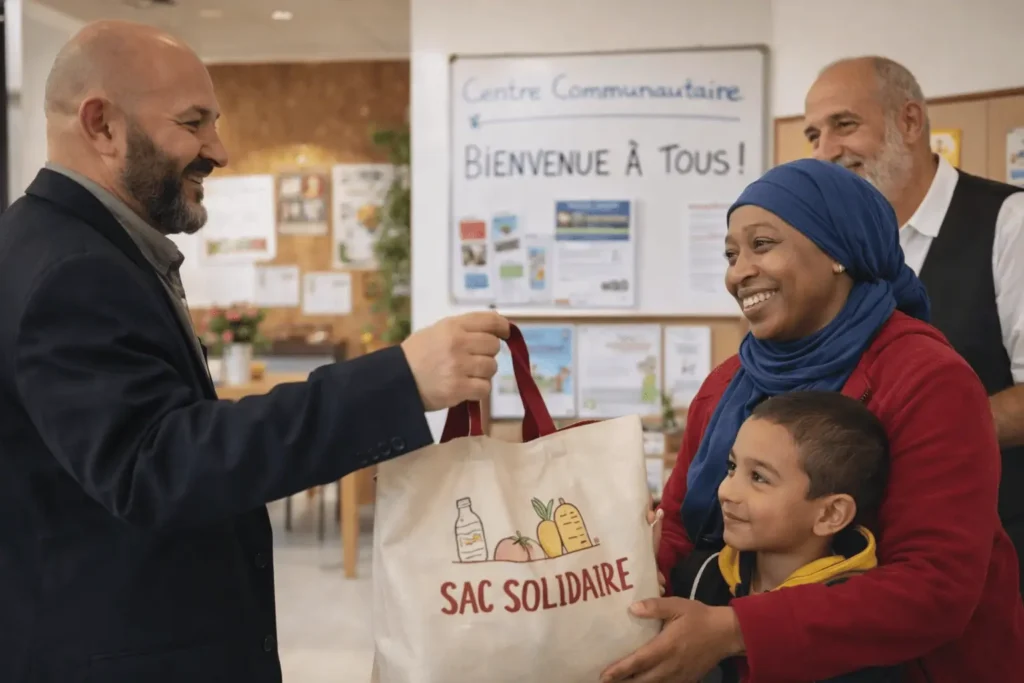 Distribution paniers alimentaires dignité épicerie solidaire Gagny