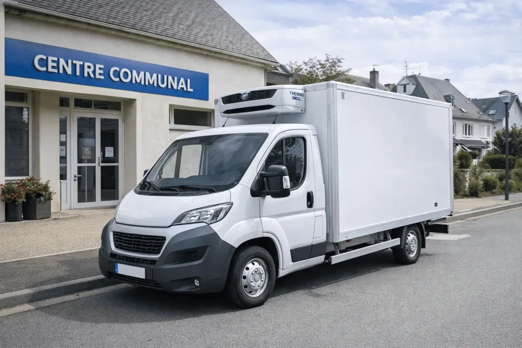 Camion réfrigéré collecte invendus alimentaires Île-de-France